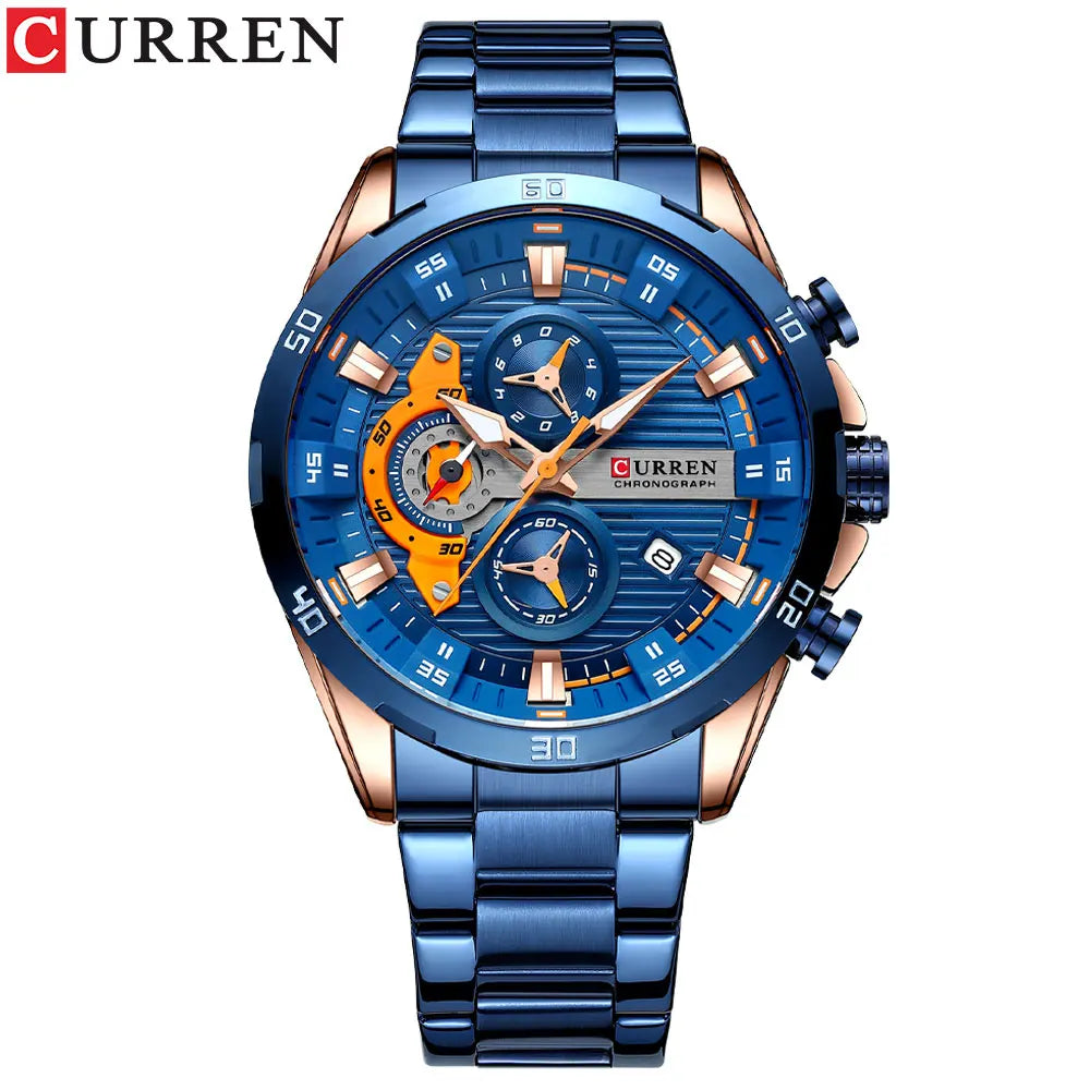 CURREN Men Watch Top Brand Luxury Sports Quartz Mens Watches Full Steel Waterproof Chronograph Wristwatch Men Relogio Masculino