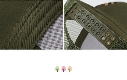 Sommer 3-10 år Forældre og børn Matchende camouflage-baseballkasketter i mesh til babyer Udendørs afslappet solbeskyttelse Åndbar solskærm T30