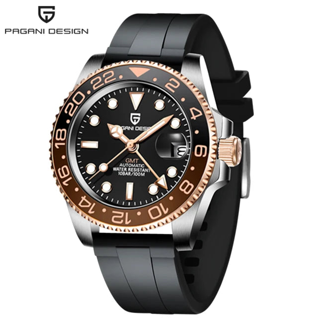 PAGANI DESIGN Men's Automatic Watches Sapphire Glass 40mm Ceramic GMT Mechanical Wristwatch Top Brand Sports Waterproof Men's Watch