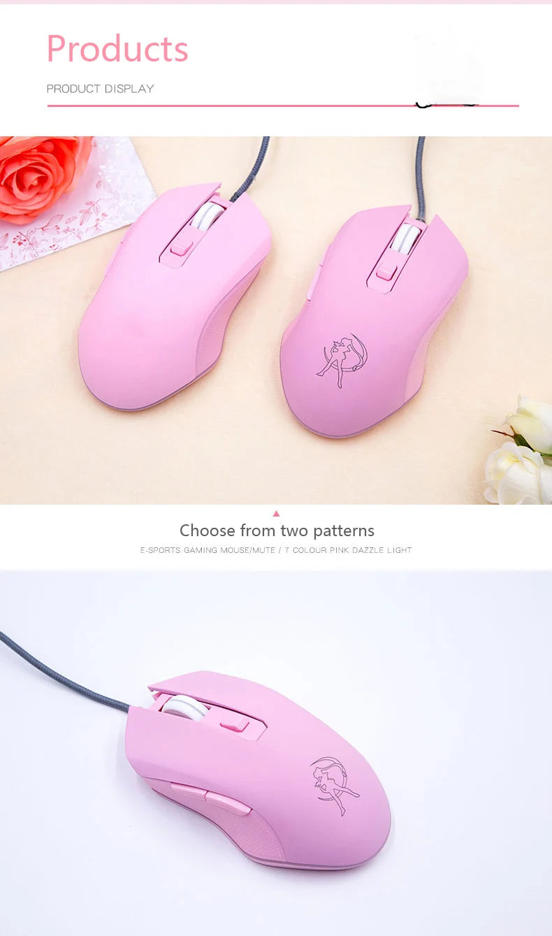 UTHAI DB49 Wired Luminous Pink Mouse 1600 (dpi) Computer Accessories Peripheral Cute Girl Gaming Mouse