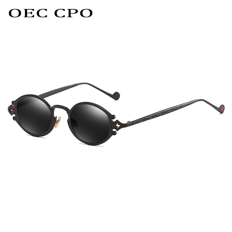 Cateye Street Shoot solbriller til mænd og kvinder, retro, steampunk, gotiske, ovale solbriller med udskåret metalstel, Gafas sol mujer