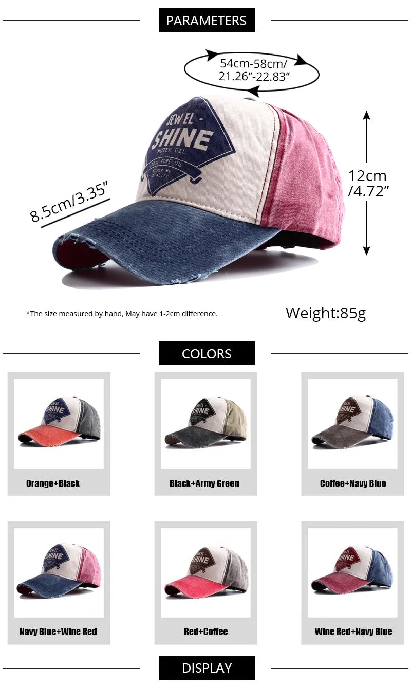 2026 New High Quality Vintage Letter Print Baseball Cap Men Women Snapback Adjustable Outdoor Hip Hop Denim Dad Hats Bone