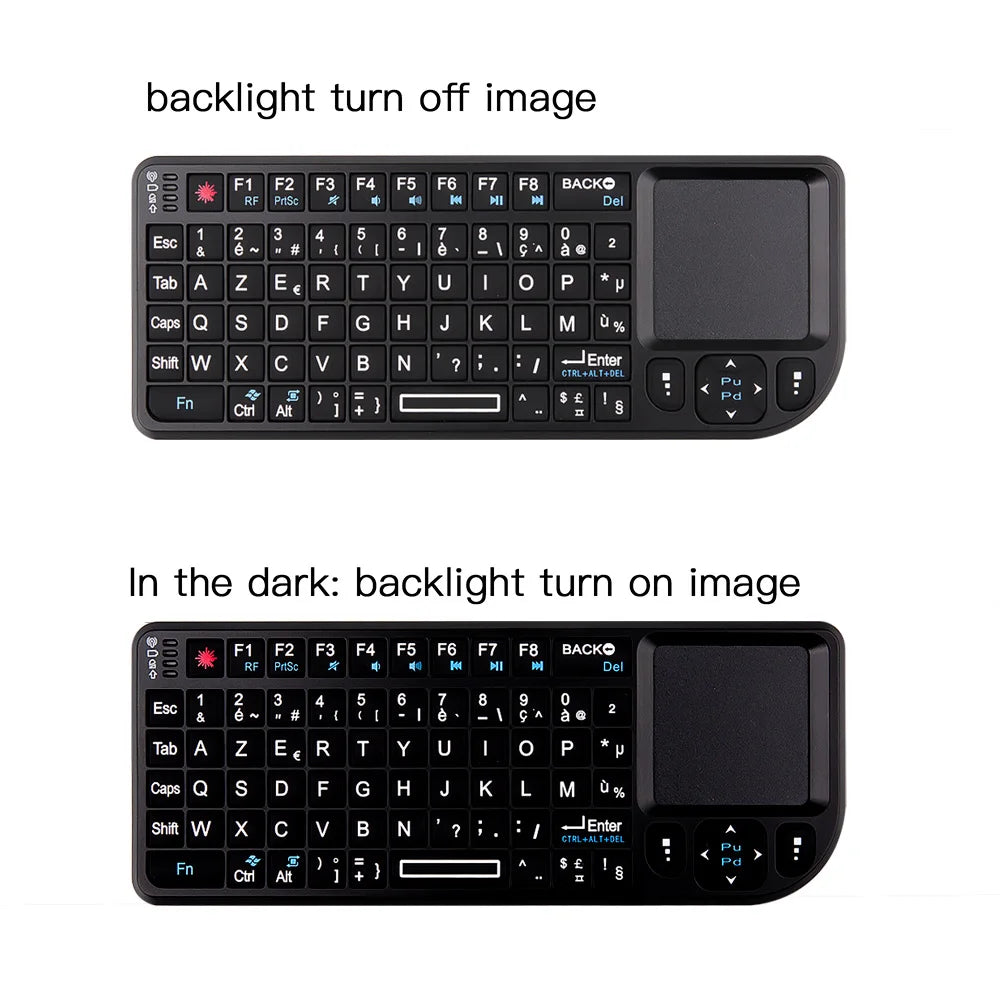 A8 Mini Wireless Keyboard 2.4G RF Backlit Touchpad Russian English Keyboard For MacBook iPad PC Tablet USB Rechargeable Air Mouse