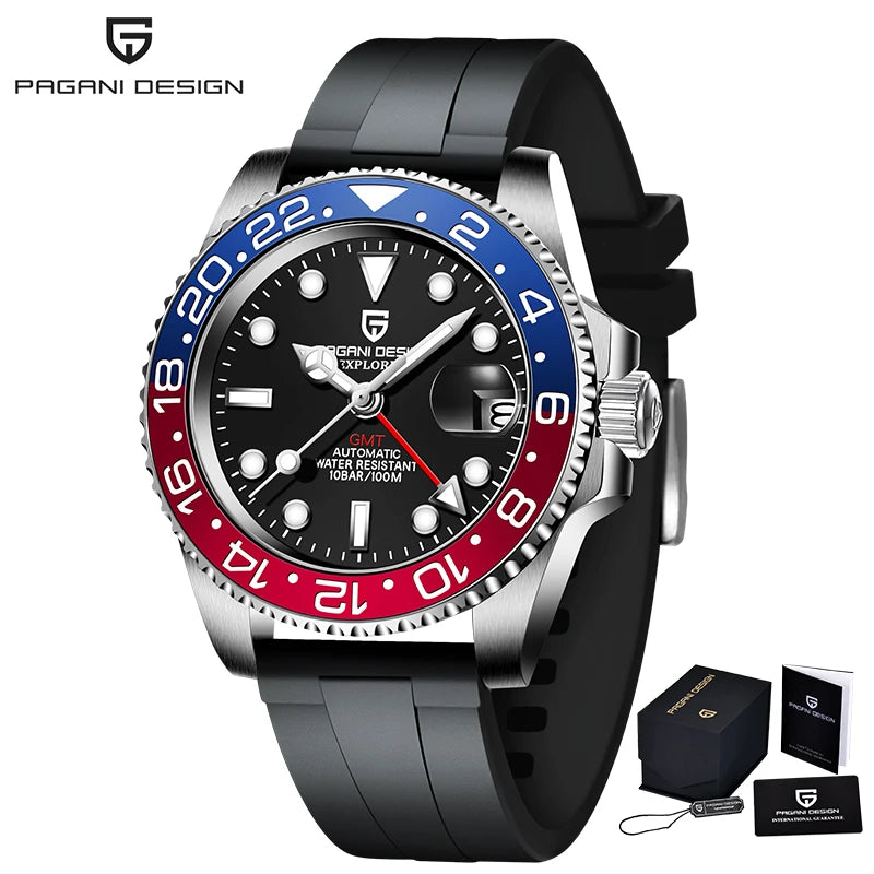 PAGANI DESIGN Men's Automatic Watches Sapphire Glass 40mm Ceramic GMT Mechanical Wristwatch Top Brand Sports Waterproof Men's Watch