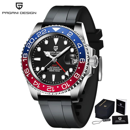 PAGANI DESIGN Men's Automatic Watches Sapphire Glass 40mm Ceramic GMT Mechanical Wristwatch Top Brand Sports Waterproof Men's Watch