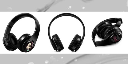 Demon Slayer Kamado Tanjirou Anime Bluetooth Headphones – Wireless Gaming Headset with Mic, TF Card Support, Deep Bass Anime Earphones V5.0