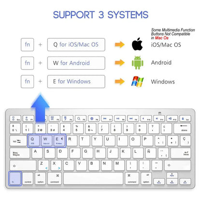 Portable Spanish Bluetooth Keyboard Light Slim Wireless Keyboard teclado for Mac iPad iPhone iOS Android Windows Smart TV