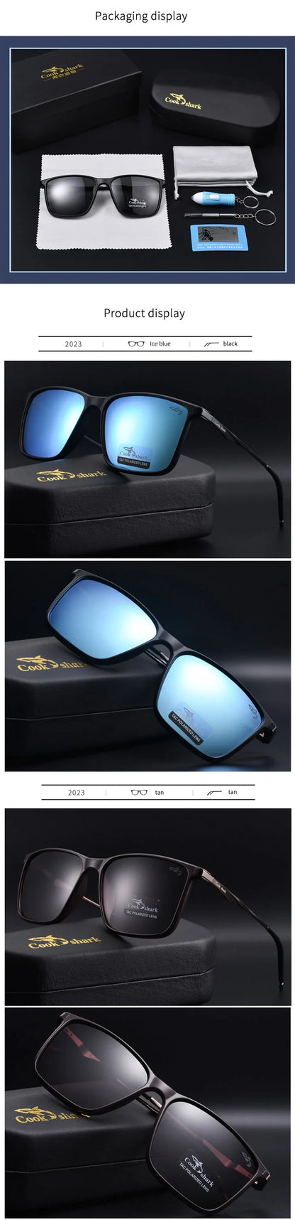 Cook Shark polarized sunglasses men's sunglasses women's UV protection driving special color-changing glasses trend personality