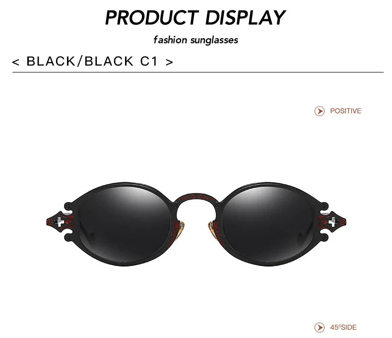 Cateye Street Shoot solbriller til mænd og kvinder, retro, steampunk, gotiske, ovale solbriller med udskåret metalstel, Gafas sol mujer
