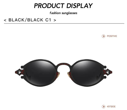Cateye Street Shoot solbriller til mænd og kvinder, retro, steampunk, gotiske, ovale solbriller med udskåret metalstel, Gafas sol mujer
