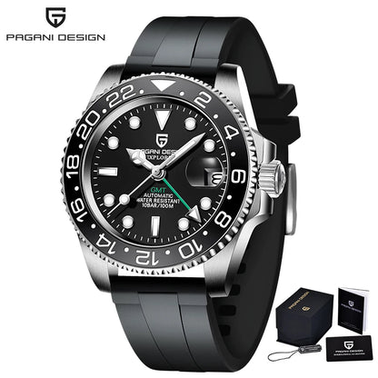PAGANI DESIGN Men's Automatic Watches Sapphire Glass 40mm Ceramic GMT Mechanical Wristwatch Top Brand Sports Waterproof Men's Watch