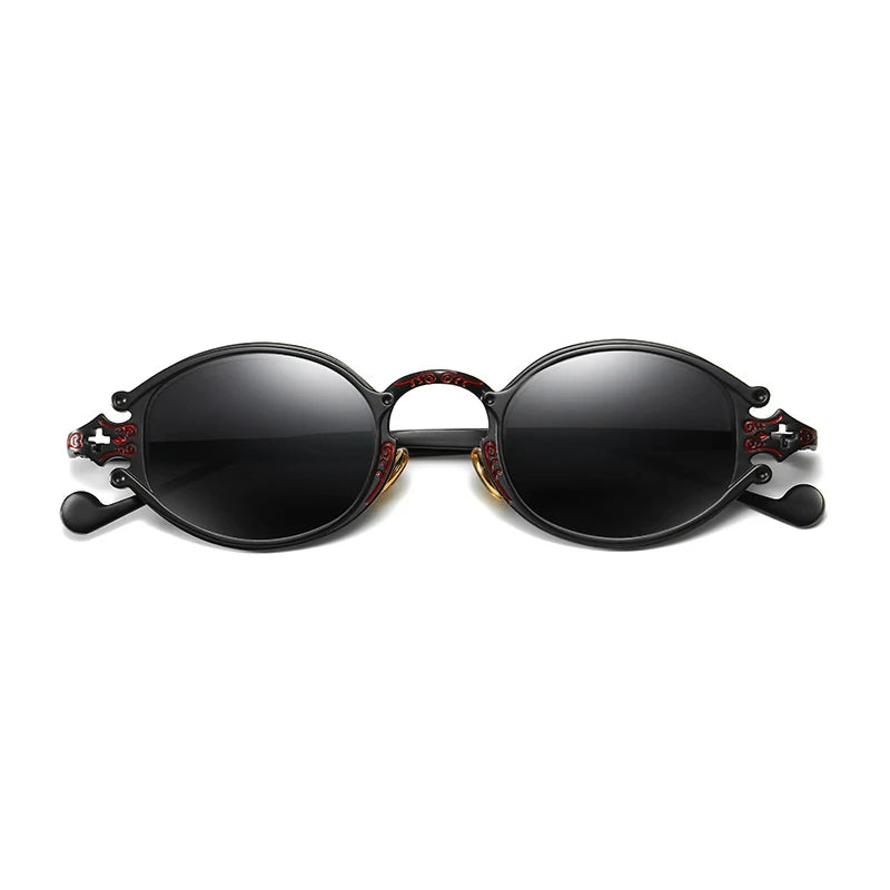 Cateye Street Shoot solbriller til mænd og kvinder, retro, steampunk, gotiske, ovale solbriller med udskåret metalstel, Gafas sol mujer