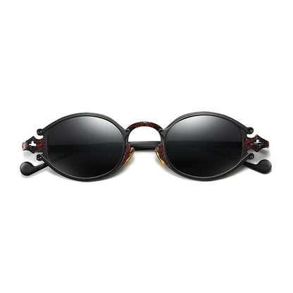 Cateye Street Shoot solbriller til mænd og kvinder, retro, steampunk, gotiske, ovale solbriller med udskåret metalstel, Gafas sol mujer