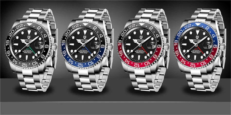 PAGANI DESIGN Men's Automatic Watches Sapphire Glass 40mm Ceramic GMT Mechanical Wristwatch Top Brand Sports Waterproof Men's Watch