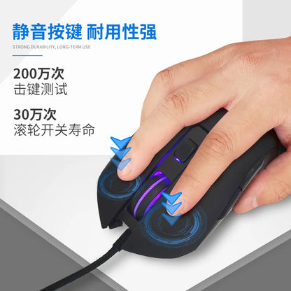 Цветна светеща мишка с USB-C и бутон за заглушаване за лаптоп с Type-C, геймърска мишка