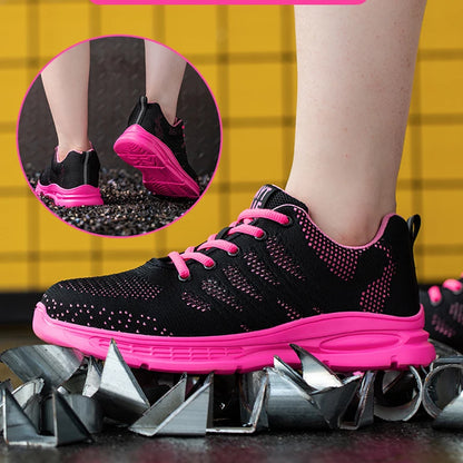 Chaussures de travail roses pour femmes, baskets de travail à bout en acier, chaussures de sécurité Anti-écrasement et Anti-perforation, chaussures de protection pour hommes et femmes, nouvelle collection 2026