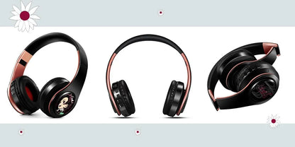 Demon Slayer Kamado Tanjirou Anime Bluetooth Headphones – Wireless Gaming Headset with Mic, TF Card Support, Deep Bass Anime Earphones V5.0