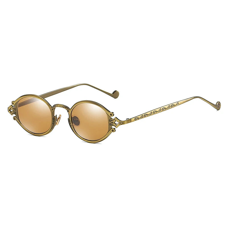 Cateye Street Shoot solbriller til mænd og kvinder, retro, steampunk, gotiske, ovale solbriller med udskåret metalstel, Gafas sol mujer