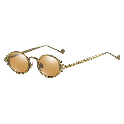 Cateye Street Shoot solbriller til mænd og kvinder, retro, steampunk, gotiske, ovale solbriller med udskåret metalstel, Gafas sol mujer