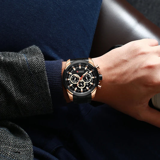 CURREN Montres pour hommes Top marque grande montre de sport de luxe hommes montres à quartz en acier militaire chronographe or conception horloge masculine
