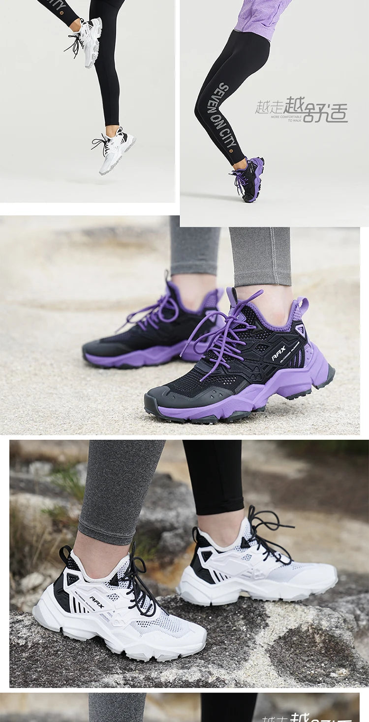 RAX Running Shoes Men&Women Outdoor Sport Shoes Breathable Lightweight Sneakers Air Mesh Upper Anti-slip Natural Rubber Outsole