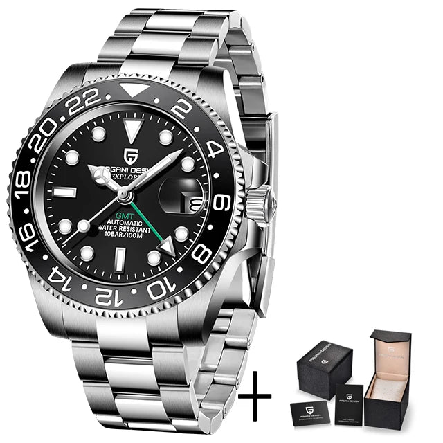 PAGANI DESIGN Men's Automatic Watches Sapphire Glass 40mm Ceramic GMT Mechanical Wristwatch Top Brand Sports Waterproof Men's Watch