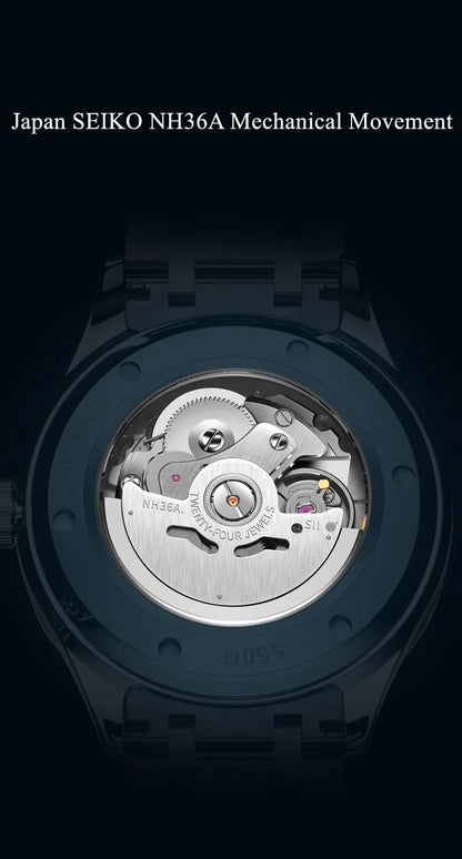 CARNIVAL Herren-Armbanduhr aus Wolfram – mechanische Luxusuhr mit NH36-Automatikwerk, wasserdicht