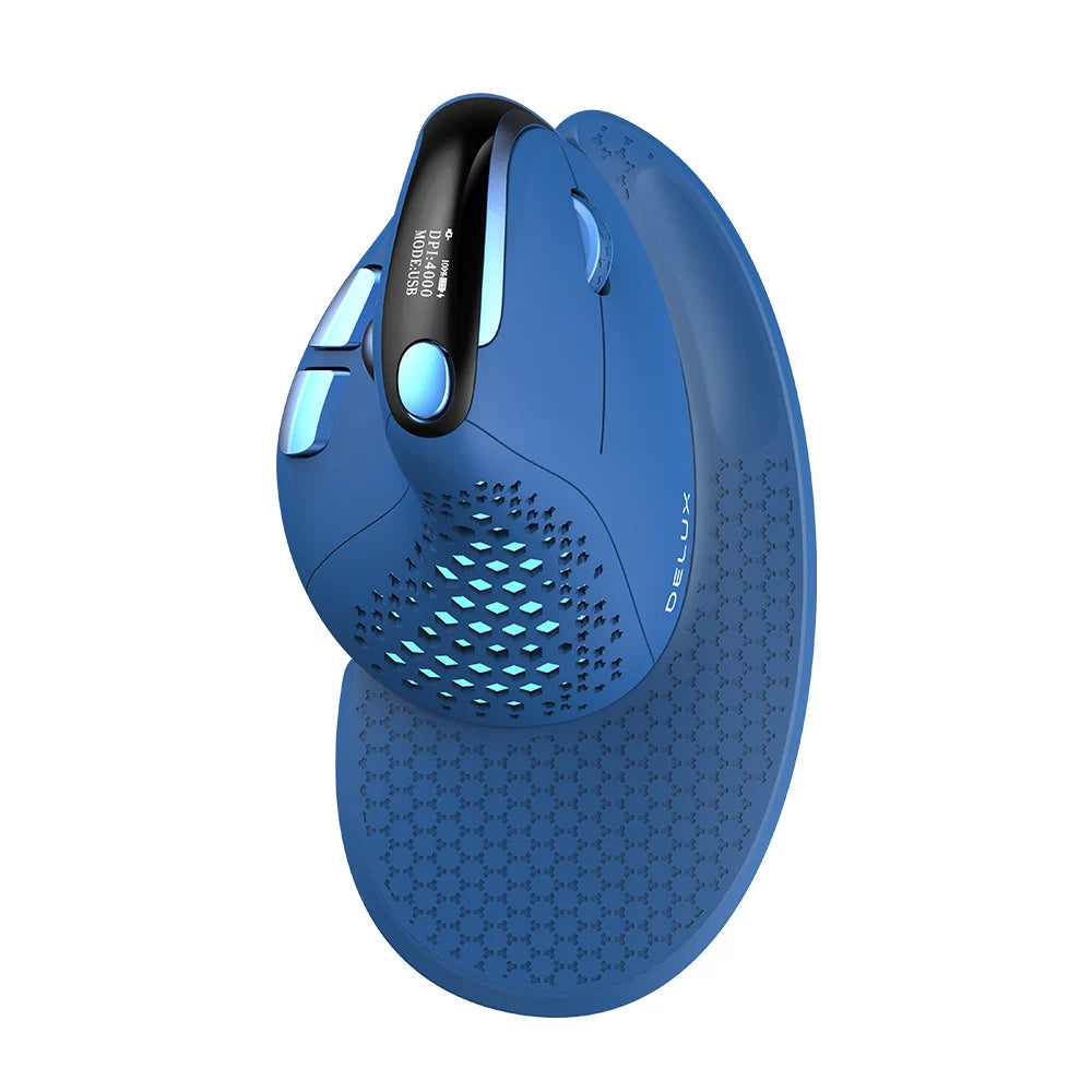 Delux M618XSD Seeker Ergonomic Vertical Mouse with OLED Screen 4000DPI Rechargeable 1000mA Removable Back Cover For Computer