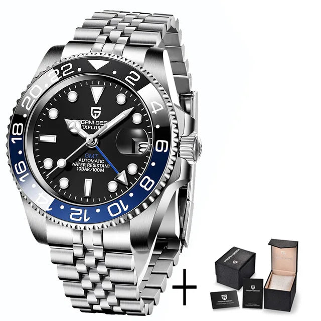 PAGANI DESIGN Men's Automatic Watches Sapphire Glass 40mm Ceramic GMT Mechanical Wristwatch Top Brand Sports Waterproof Men's Watch