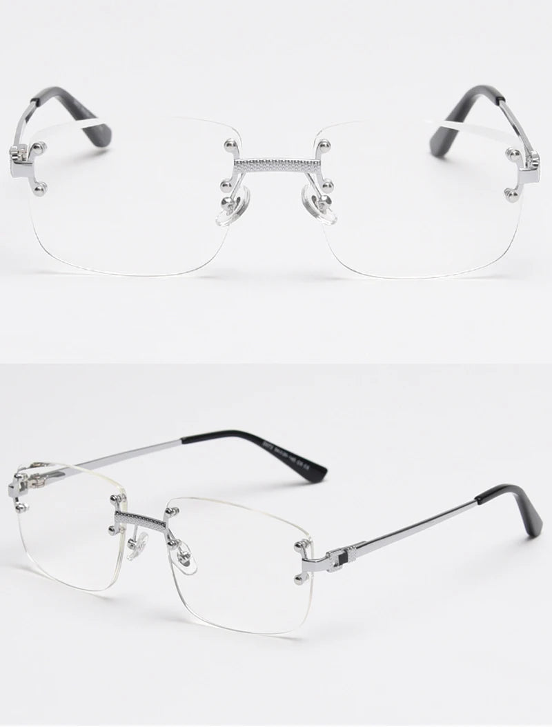 Kachawoo no frame square sunglasses women uv400 brown blue gradient lens metal rimless sun glasses for men popular high quality