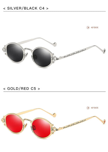 Cateye Street Shoot solbriller til mænd og kvinder, retro, steampunk, gotiske, ovale solbriller med udskåret metalstel, Gafas sol mujer