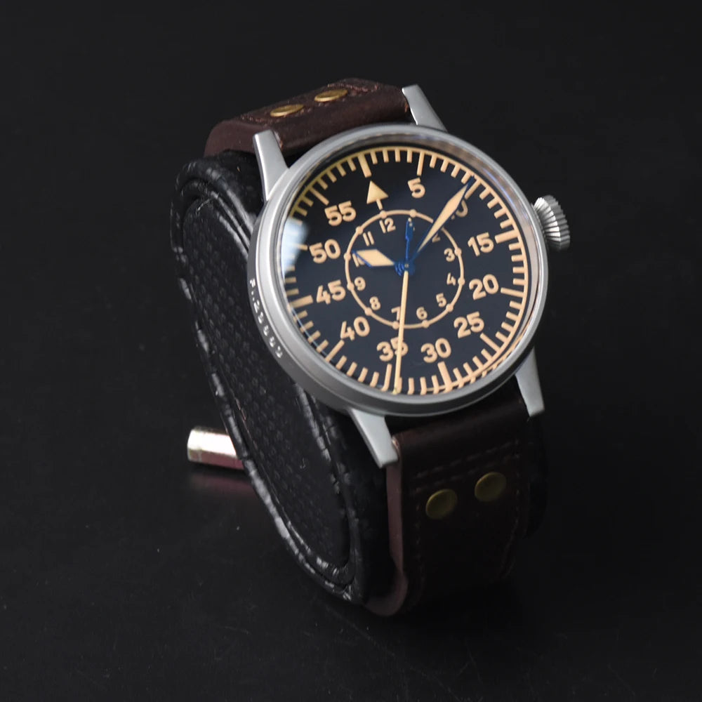 Hruodland 2025 New Pilot Men's Automatic Mechanical Watch Pt5000 Sapphire Luminous C3 Stainless Steel Waterproof 10Bar reloj hom