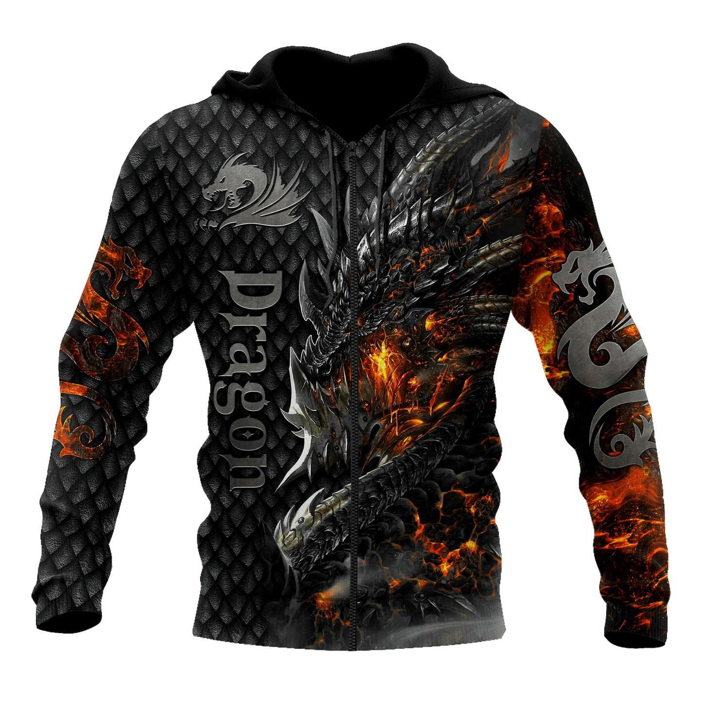 Wunderschöner Feuerdrache 3D-Allover-Print Herren-Hoodie Unisex-Kapuzenpullover Sweatshirt Herbst-Streetwear Freizeitjacke Trainingsanzug KJ749