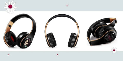 Demon Slayer Kamado Tanjirou Anime Bluetooth Headphones – Wireless Gaming Headset with Mic, TF Card Support, Deep Bass Anime Earphones V5.0