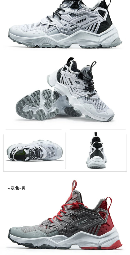 RAX Running Shoes Men&Women Outdoor Sport Shoes Breathable Lightweight Sneakers Air Mesh Upper Anti-slip Natural Rubber Outsole