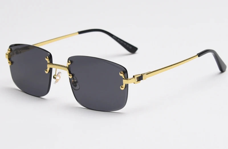 Kachawoo no frame square sunglasses women uv400 brown blue gradient lens metal rimless sun glasses for men popular high quality
