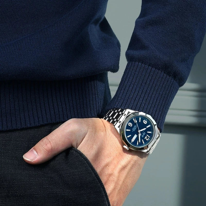 CARNIVAL Herren-Armbanduhr aus Wolfram – mechanische Luxusuhr mit NH36-Automatikwerk, wasserdicht