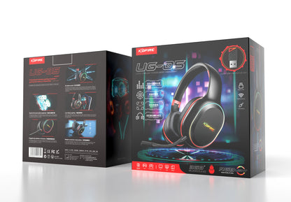 Kofire UG-05 Gaming Headphones 2.4G BT5.0 Wireless Headset With Mic RBG Light Vibration Bluetooth Earphone For PS4 PS5 PC Switch