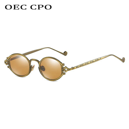 Cateye Street Shoot solbriller til mænd og kvinder, retro, steampunk, gotiske, ovale solbriller med udskåret metalstel, Gafas sol mujer