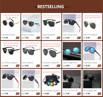 Anti-glare Short-sight Lens Square Polarized Men Sunglasses TR90 Driver Diopter Sun Glasses For Women 0 -0.5 -0.75 To -6.0
