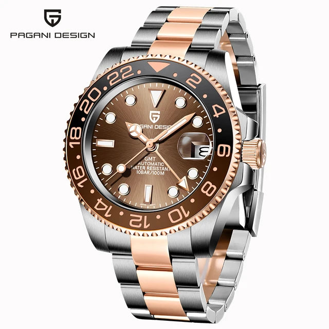 PAGANI DESIGN Men's Automatic Watches Sapphire Glass 40mm Ceramic GMT Mechanical Wristwatch Top Brand Sports Waterproof Men's Watch