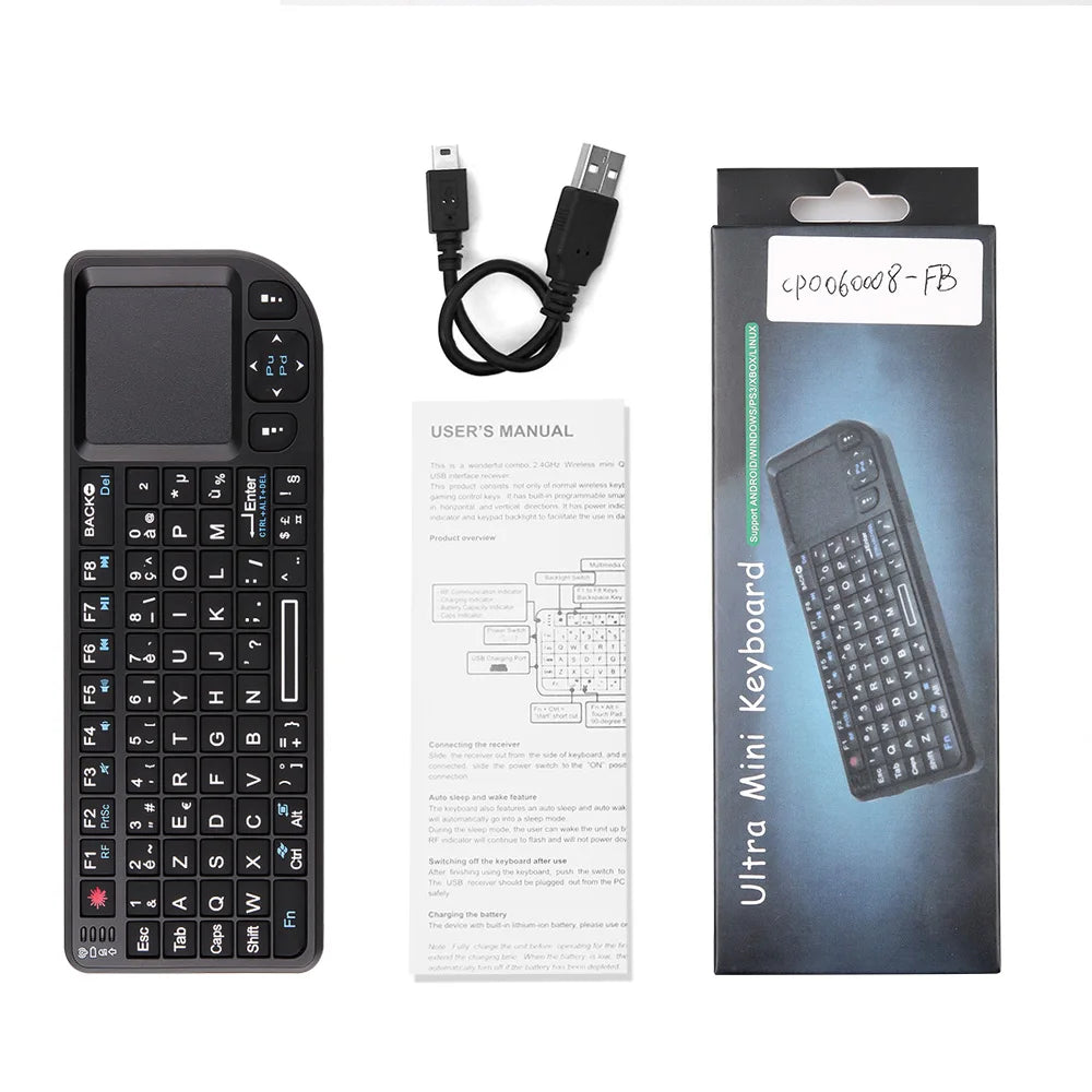 A8 Mini Wireless Keyboard 2.4G RF Backlit Touchpad Russian English Keyboard For MacBook iPad PC Tablet USB Rechargeable Air Mouse