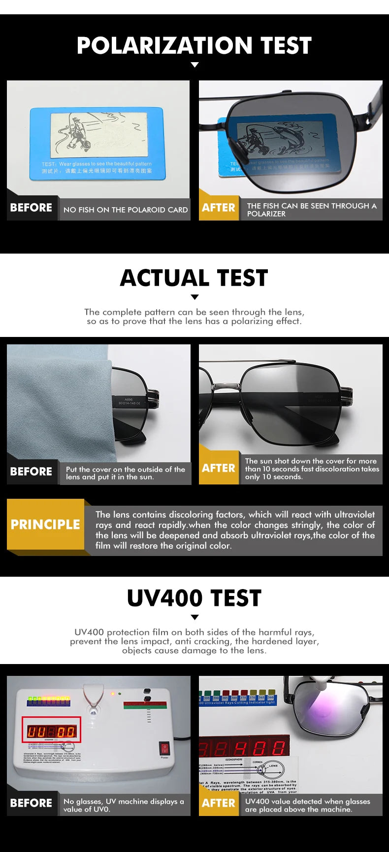 CoolPandas High Quality Sunglasses Polarized Men Women Photochromic UV400 Protection Driving Sun Glasses Unisex Chameleon Lens