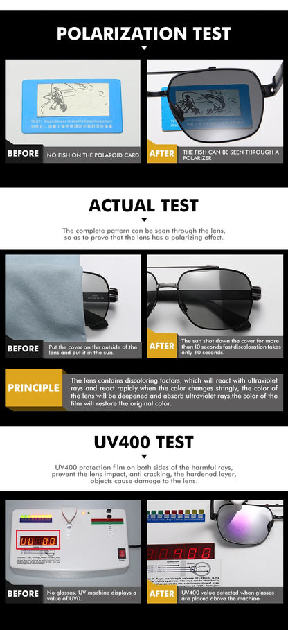 CoolPandas High Quality Sunglasses Polarized Men Women Photochromic UV400 Protection Driving Sun Glasses Unisex Chameleon Lens