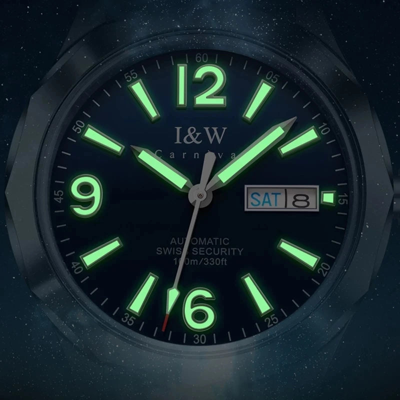 CARNIVAL Herren-Armbanduhr aus Wolfram – mechanische Luxusuhr mit NH36-Automatikwerk, wasserdicht