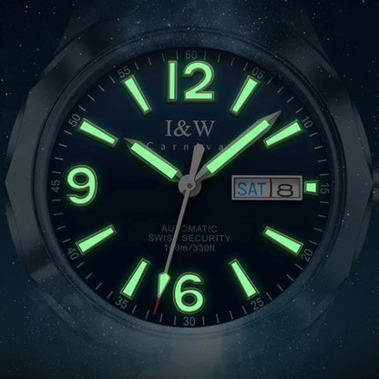 CARNIVAL Herren-Armbanduhr aus Wolfram – mechanische Luxusuhr mit NH36-Automatikwerk, wasserdicht