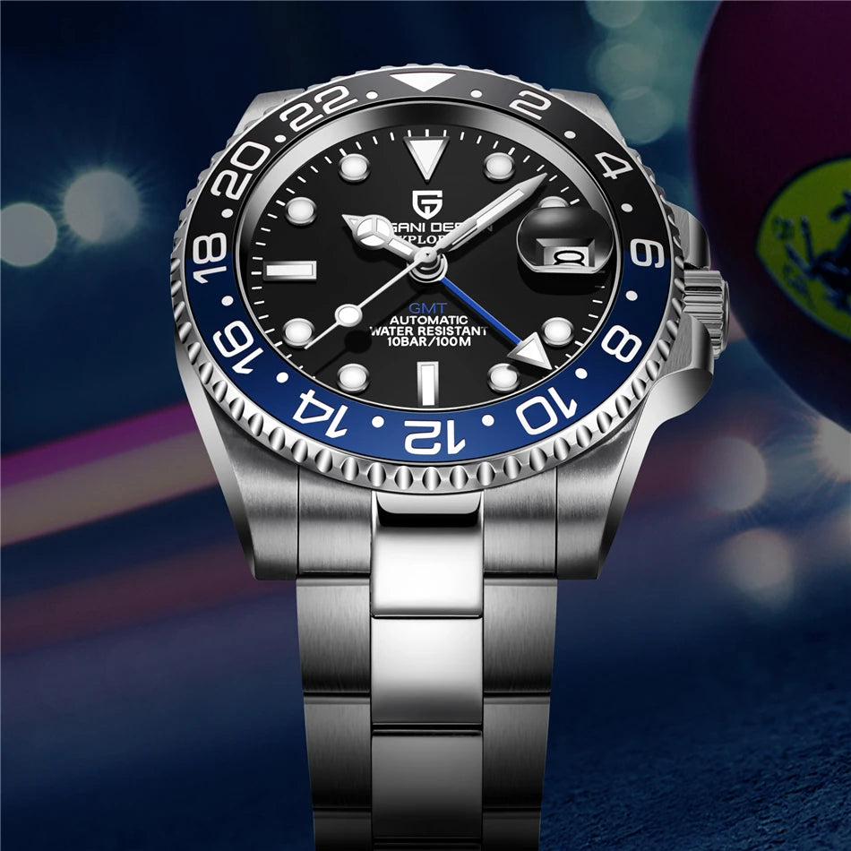 PAGANI DESIGN Men's Automatic Watches Sapphire Glass 40mm Ceramic GMT Mechanical Wristwatch Top Brand Sports Waterproof Men's Watch