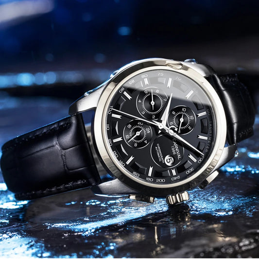 Men's Watch New Carnival Automatic Watches Men Business Mechanical Clock Leather Strap Waterproof Luxury Brand Clock