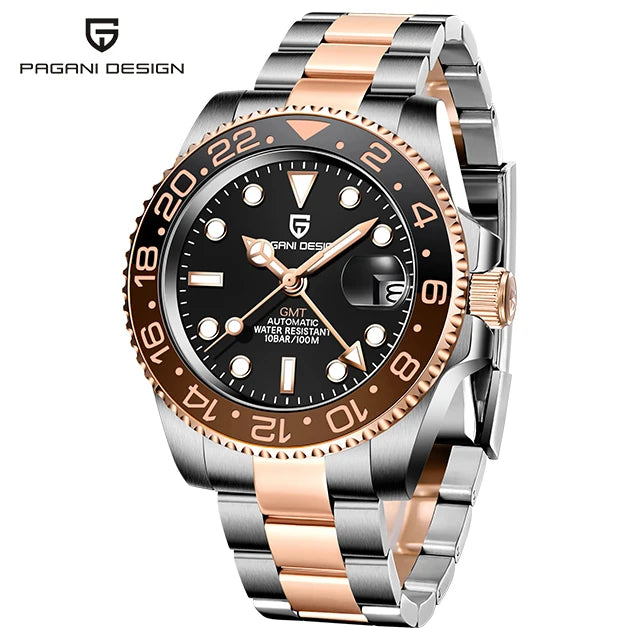 PAGANI DESIGN Men's Automatic Watches Sapphire Glass 40mm Ceramic GMT Mechanical Wristwatch Top Brand Sports Waterproof Men's Watch
