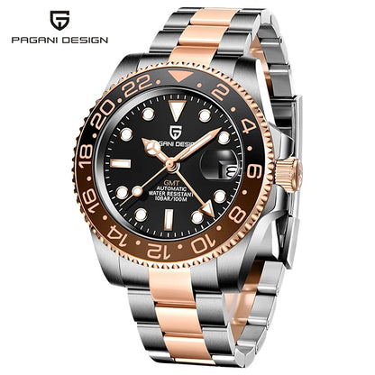 PAGANI DESIGN Men's Automatic Watches Sapphire Glass 40mm Ceramic GMT Mechanical Wristwatch Top Brand Sports Waterproof Men's Watch